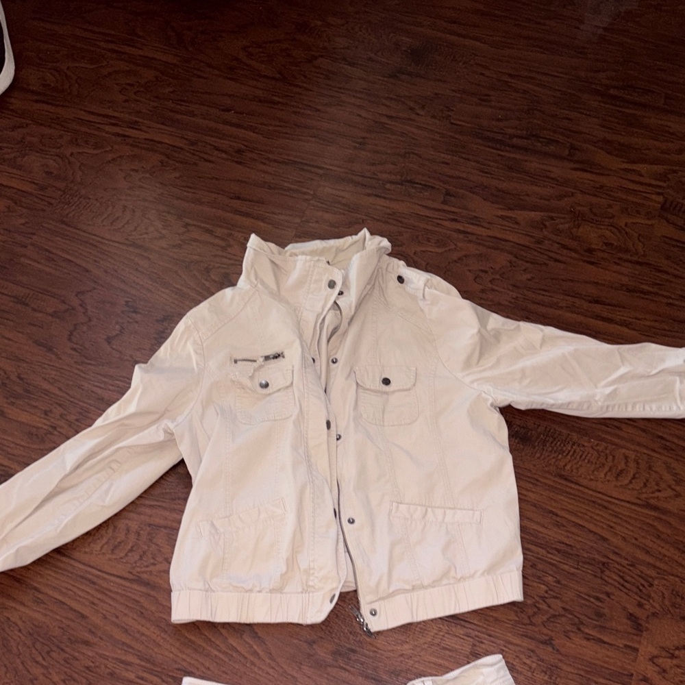 Style & Co. Cream Casual Zip-Front Jacket